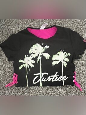 Girls Justice Sport Cropped Swim Top ~ Size L 12/14